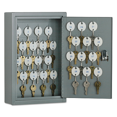 AbilityOne 7125011515435, SKILCRAFT Locking Key Cabinet, 30-Key, Steel, Gray, 8 x 2.63 x 12.25