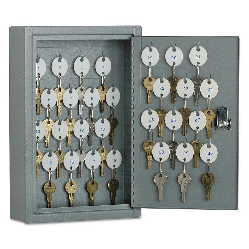 AbilityOne 7125011515435, SKILCRAFT Locking Key Cabinet, 30-Key, Steel, Gray, 8 x 2.63 x 12.25