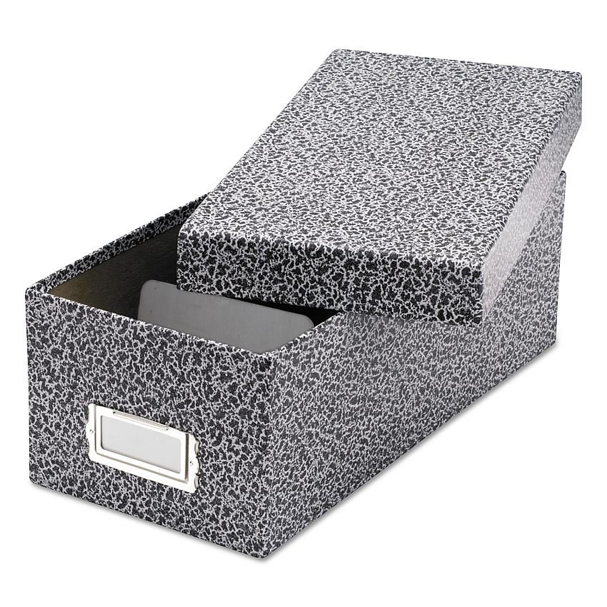 Oxford Reinforced Board Card File, Lift-Off Cover, Holds 1,200 3 x 5 Cards, 5.13 x 11 x 3.63, Black/White (OXF40588)