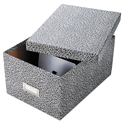 Oxford Reinforced Board Card File, Lift-Off Cover, Holds 1,200 5 x 8 Cards, 8.13 x 11 x 5.75, Black/White (OXF40590)