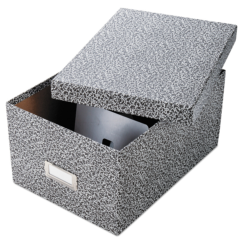 Oxford Reinforced Board Card File, Lift-Off Cover, Holds 1,200 5 x 8 Cards, 8.13 x 11 x 5.75, Black/White (OXF40590)