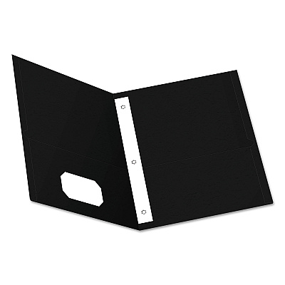 Oxford Twin-Pocket Folders with 3 Fasteners, 0.5" Capacity, 11 x 8.5, Black 25/Box (OXF57706)