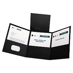 Oxford Tri-Fold Folder w/3 Pockets, 150-Sheet Capacity, 11 x 8.5, Black, 20/Box (OXF59806)