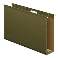 Pendaflex Extra Capacity Reinforced Hanging File Folders with Box Bottom, 3" Capacity, Legal Size, 1/5-Cut Tabs, Green, 25/Box (PFX4153X3)