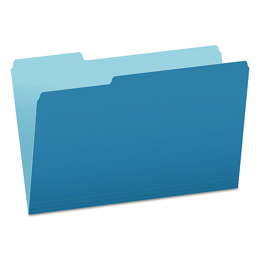 Pendaflex Colored File Folders, 1/3-Cut Tabs: Assorted, Legal Size, Blue/Light Blue, 100/Box (PFX15313BLU)