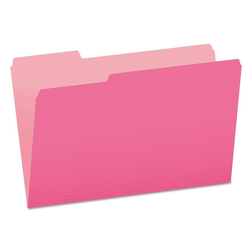 Pendaflex Colored File Folders, 1/3-Cut Tabs: Assorted, Legal Size, Pink/Light Pink, 100/Box (PFX15313PIN)