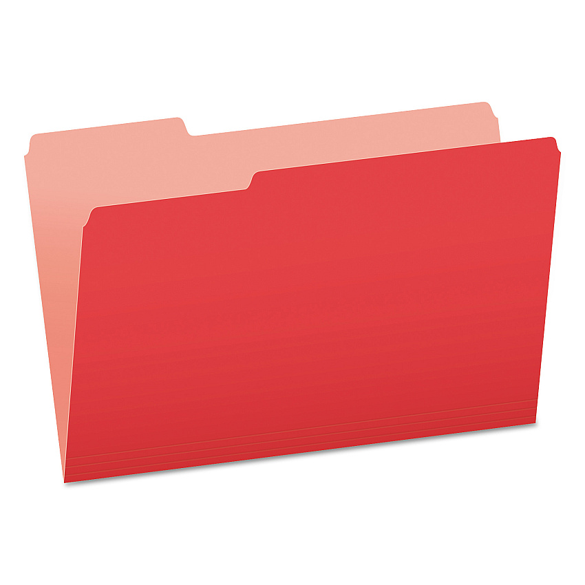 Pendaflex Colored File Folders, 1/3-Cut Tabs: Assorted, Legal Size, Red/Light Red, 100/Box (PFX15313RED)