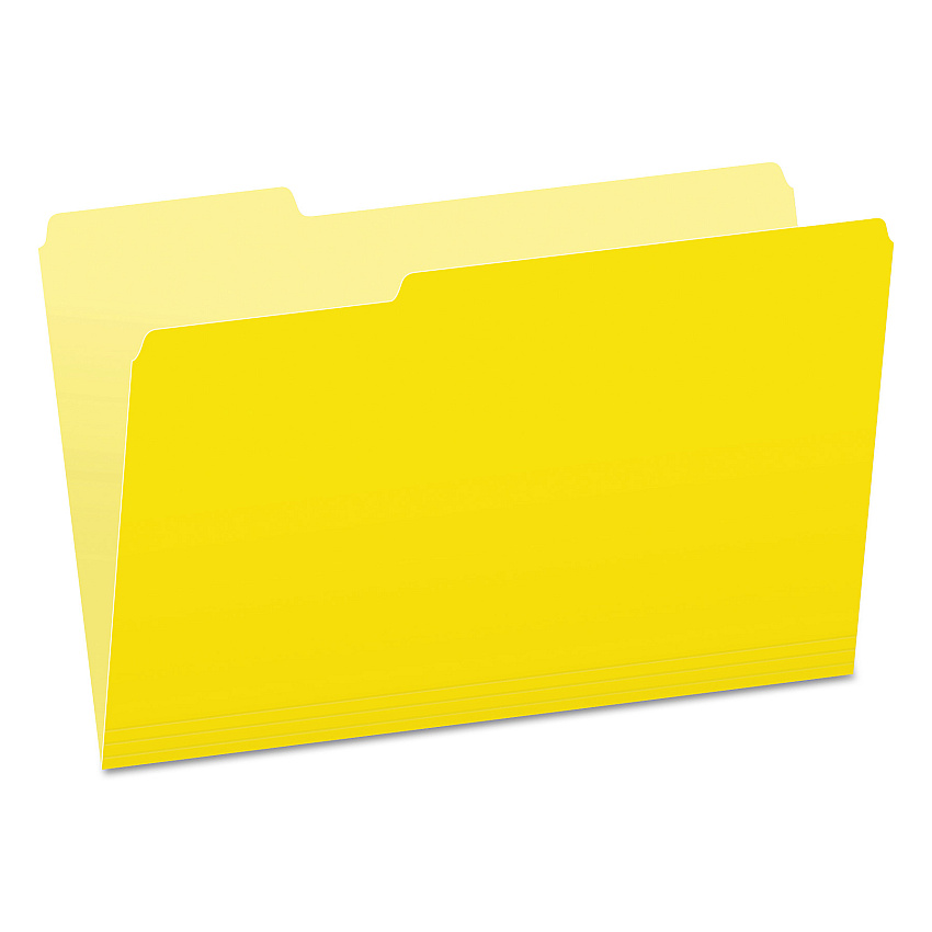 Pendaflex Colored File Folders, 1/3-Cut Tabs: Assorted, Legal Size, Yellow/Light Yellow, 100/Box (PFX15313YEL)