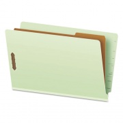 Pendaflex End Tab Classification Folders, 2" Expansion, 1 Divider, 4 Fasteners, Legal Size, Pale Green Exterior, 10/Box (23314)