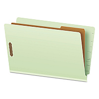 Pendaflex End Tab Classification Folders, 2" Expansion, 1 Divider, 4 Fasteners, Legal Size, Pale Green Exterior, 10/Box (PFX23314)