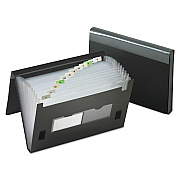 Pendaflex 13-Pocket File, 4" Expansion, 13 Sections, Hook/Loop Closure, 1/12-Cut Tabs, Letter Size, Black (PFX82011)