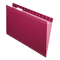 Pendaflex Colored Reinforced Hanging Folders, Legal Size, 1/5-Cut Tabs, Burgundy, 25/Box (PFX415315BUR)