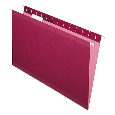 Pendaflex Colored Reinforced Hanging Folders, Legal Size, 1/5-Cut Tabs, Burgundy, 25/Box (PFX415315BUR)
