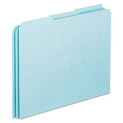 Pendaflex Blank Top Tab File Guides, 1/3-Cut Top Tab, Blank, 8.5 x 11, Blue, 100/Box (PFXPN203)