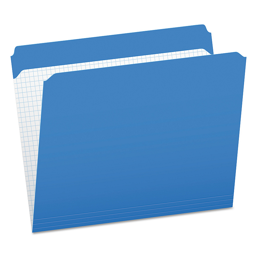 Pendaflex Double-Ply Reinforced Top Tab Colored File Folders, Straight Tabs, Letter Size, 0.75" Expansion, Blue, 100/Box (PFXR152BLU)