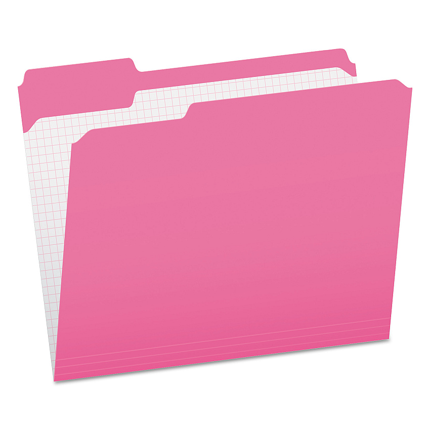 Pendaflex Double-Ply Reinforced Top Tab Colored File Folders, 1/3-Cut Tabs: Assorted, Letter Size, 0.75" Expansion, Pink, 100/Box (PFXR15213PIN)