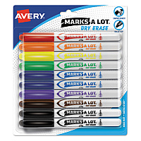 Avery Marks A Lot Pen-Style Dry Erase Markers, Medium Bullet Tip, Assorted Colors, 10/pack (24495)