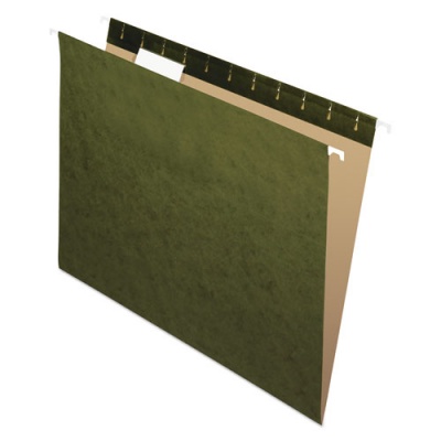 Office Impressions Hanging File Folders, Letter Size, 1/5-Cut Tabs, Standard Green, 25/Box (82021)