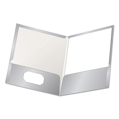 Oxford High Gloss Laminated Paperboard Folder, 100-Sheet Capacity, 11 x 8.5, Gray, 25/Box (OXF51705)