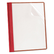 Earthwise by Oxford 100% Recycled Clear Front Report Covers, 3-Prong Fastener, 0.5" Capacity, 8.5 x 11, Clear/Red, 25/Box (OXF57871)