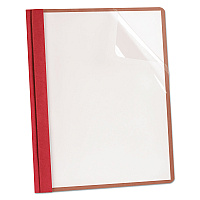 Earthwise by Oxford 100% Recycled Clear Front Report Covers, 3-Prong Fastener, 0.5" Capacity, 8.5 x 11, Clear/Red, 25/Box (OXF57871)