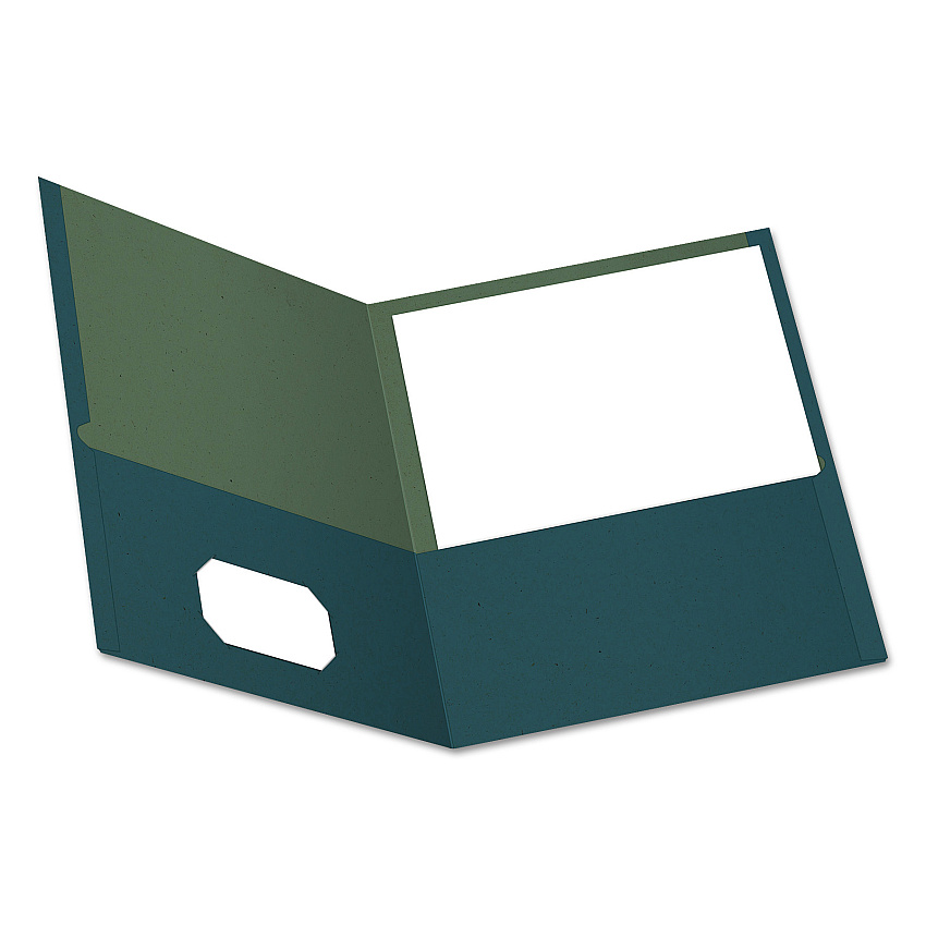 Earthwise by Oxford 100% Recycled Paper Twin-Pocket Portfolio, 100-Sheet Capacity, 11 x 8.5, Blue, 25/Box (OXF78502)