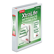 Cardinal XtraLife ClearVue Non-Stick Locking Slant-D Ring Binder, 3 Rings, 1" Capacity, 11 x 8.5, White (CRD26300)