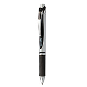 Pentel EnerGel RTX Gel Pen, Retractable, Medium 0.7 mm, Black Ink, Black/Silver Barrel, Dozen (PENBL77PC12A1)