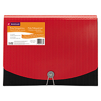 Smead 12-Pocket Poly Expanding File, 0.88" Expansion, 12 Sections, Cord/Hook Closure, 1/6-Cut Tabs, Letter Size, Black/Red (SMD70866)