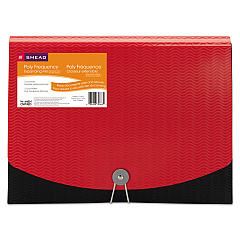 Smead 12-Pocket Poly Expanding File, 0.88" Expansion, 12 Sections, Cord/Hook Closure, 1/6-Cut Tabs, Letter Size, Black/Red (SMD70866)