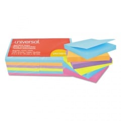 Universal Self-Stick Note Pads, 3" x 3", Assorted Bright Colors, 100 Sheets/Pad, 12 Pads/Pack (35610)