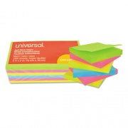 Universal Self-Stick Note Pads, 3" x 3", Assorted Neon Colors, 100 Sheets/Pad, 12 Pads/Pack (35612)