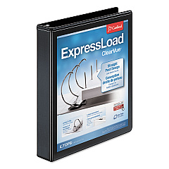 Cardinal ExpressLoad ClearVue Locking D-Ring Binder, 3 Rings, 1.5" Capacity, 11 x 8.5, Black (CRD49111)