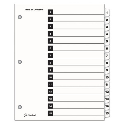 Cardinal OneStep Printable Table of Contents and Dividers, 15-Tab, 1 to 15, 11 x 8.5, White, White Tabs, 1 Set (61513)