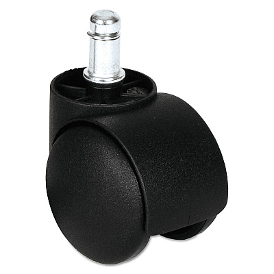 Alera Dual Wheel Hooded Casters, Grip Ring Type B Stem, 1.5" Hard Nylon Wheel, Matte Black, 5/Set (ALECASTERHT1)