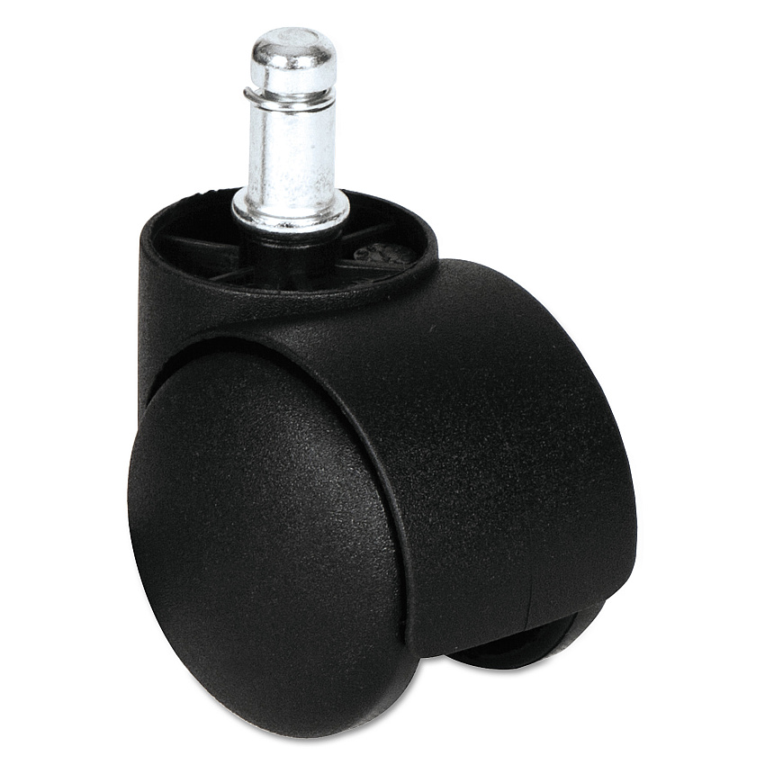 Alera Dual Wheel Hooded Casters, Grip Ring Type B Stem, 1.5" Hard Nylon Wheel, Matte Black, 5/Set (ALECASTERHT1)