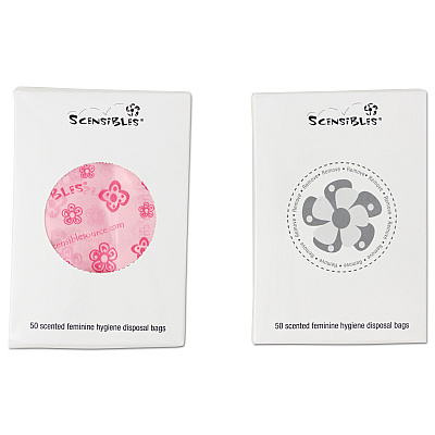 HOSPECO Scensibles Personal Disposal Bags, 3.38" x 2" x 9.75", Pink, 50 Bags/Box, 24 Boxes/Carton (HOSSBX50)