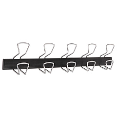 Alba Wall-Mount Coat Hooks, 29.92 x 2.95 x 6.45, Metal, Silver, 22 lb Capacity (ABAPMPRO5M)
