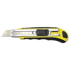 Boardwalk Rubber-Gripped Retractable Snap Blade Knife, 4" Blade, 5.5" Plastic/Rubber Handle, Black/Yellow (BWKUKNIFE25)