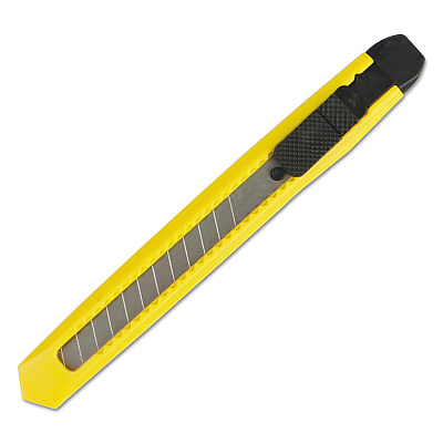 Boardwalk Snap Blade Knife, Retractable, Snap-Off, 0.39" Blade, 5" Plastic Handle, Yellow (BWKUKNIFE75)