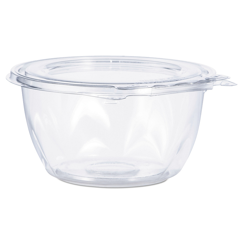 Dart Tamper-Resistant, Tamper-Evident Bowls with Flat Lid, 16 oz, 5.5" Diameter x 2.7"h, Clear, Plastic, 240/Carton (DCCCTR16BF)