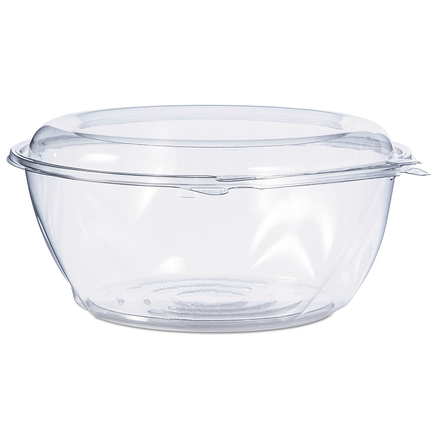 Dart Tamper-Resistant, Tamper-Evident Bowls with Dome Lid, 64 oz, 8.9" Diameter x 4"h, Clear, Plastic, 100/Carton (DCCCTR64BD)