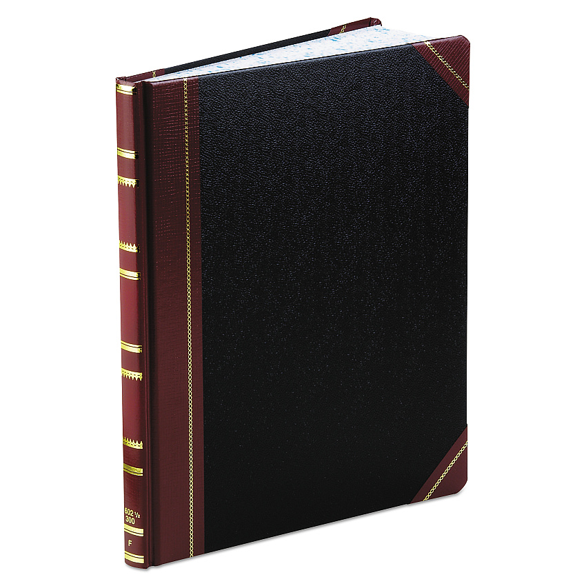 Boorum & Pease Extra-Durable Bound Book, Single-Page Record-Rule Format, Black/Maroon/Gold Cover, 11.94 x 9.78 Sheets, 300 Sheets/Book (BOR1602123F)