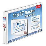 Cardinal ClearVue Slant-D Ring Binder, 3 Rings, 1" Capacity, 11 x 17, White (CRD22112)