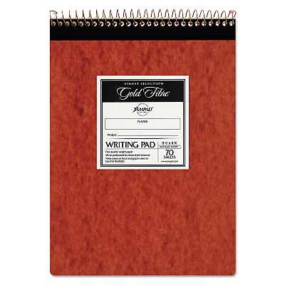 Ampad Gold Fibre Retro Wirebound Writing Pads, Wide/Legal and Quadrille Rule, Red Cover, 70 White 8.5 x 11.75 Sheets (TOP20008R)
