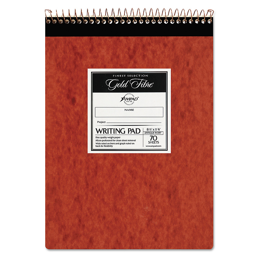 Ampad Gold Fibre Retro Wirebound Writing Pads, Wide/Legal and Quadrille Rule, Red Cover, 70 White 8.5 x 11.75 Sheets (TOP20008R)