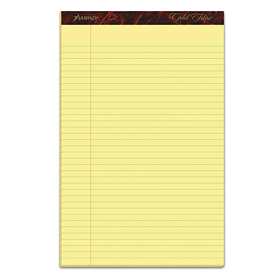Ampad Gold Fibre Quality Writing Pads, Wide/Legal Rule, 50 Canary-Yellow 8.5 x 14 Sheets, Dozen (TOP20030)