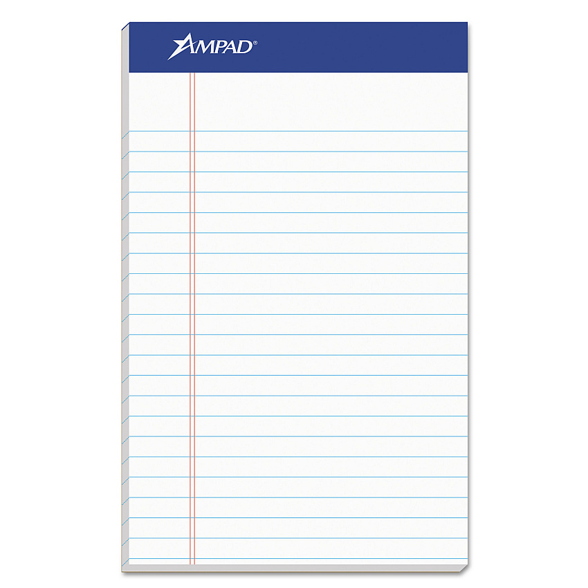 Ampad Recycled Writing Pads, Narrow Rule, Politex Green Kelsu Headband, 50 White 5 x 8 Sheets, Dozen (TOP20154)