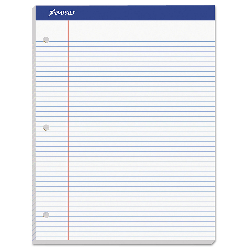 Ampad Double Sheet Pads, Narrow Rule, 100 White 8.5 x 11.75 Sheets (TOP20346)