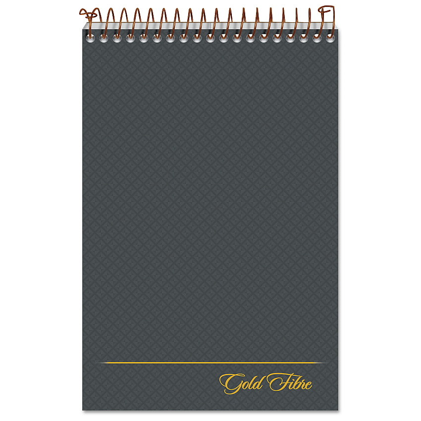 Ampad Gold Fibre Steno Pads, Gregg Rule, Designer Diamond Pattern Gray/Gold Cover, 100 White 6 x 9 Sheets (TOP20808)